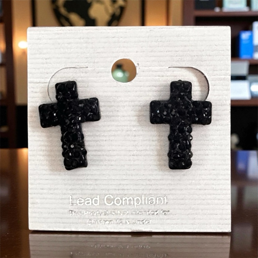 Black Cross Earrings NWT‎